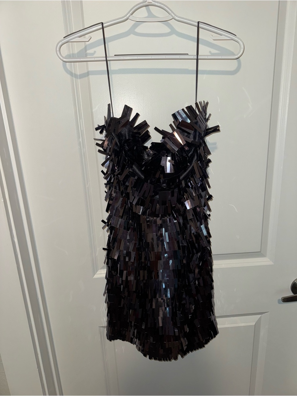 Express Black Sequin Fringe Mini Dress